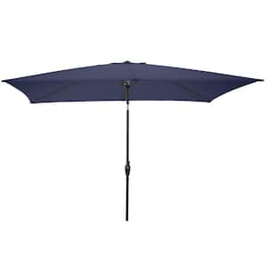 10 ft. Rectangular Tilt Market Patio Umbrella with Push Button in Navy Blue