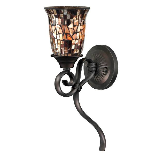 Springdale Lighting Amber Shell 1-Light Dark Bronze Mosaic Wall Sconce