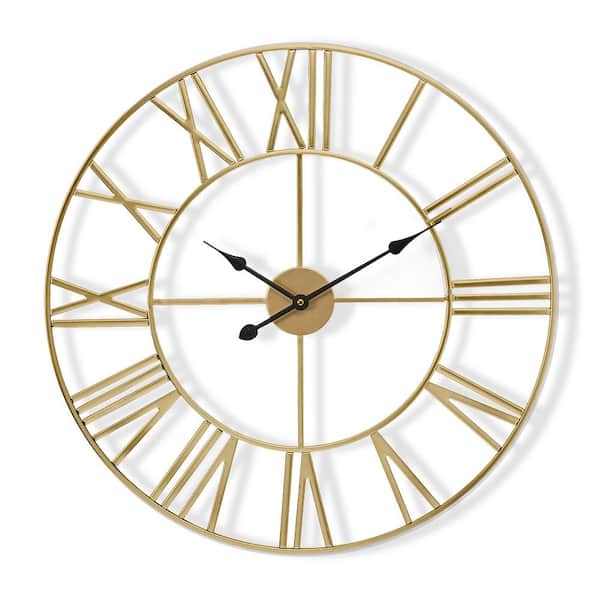 Sorbus Gold Metal Analog Roman Numeral Wall Clock
