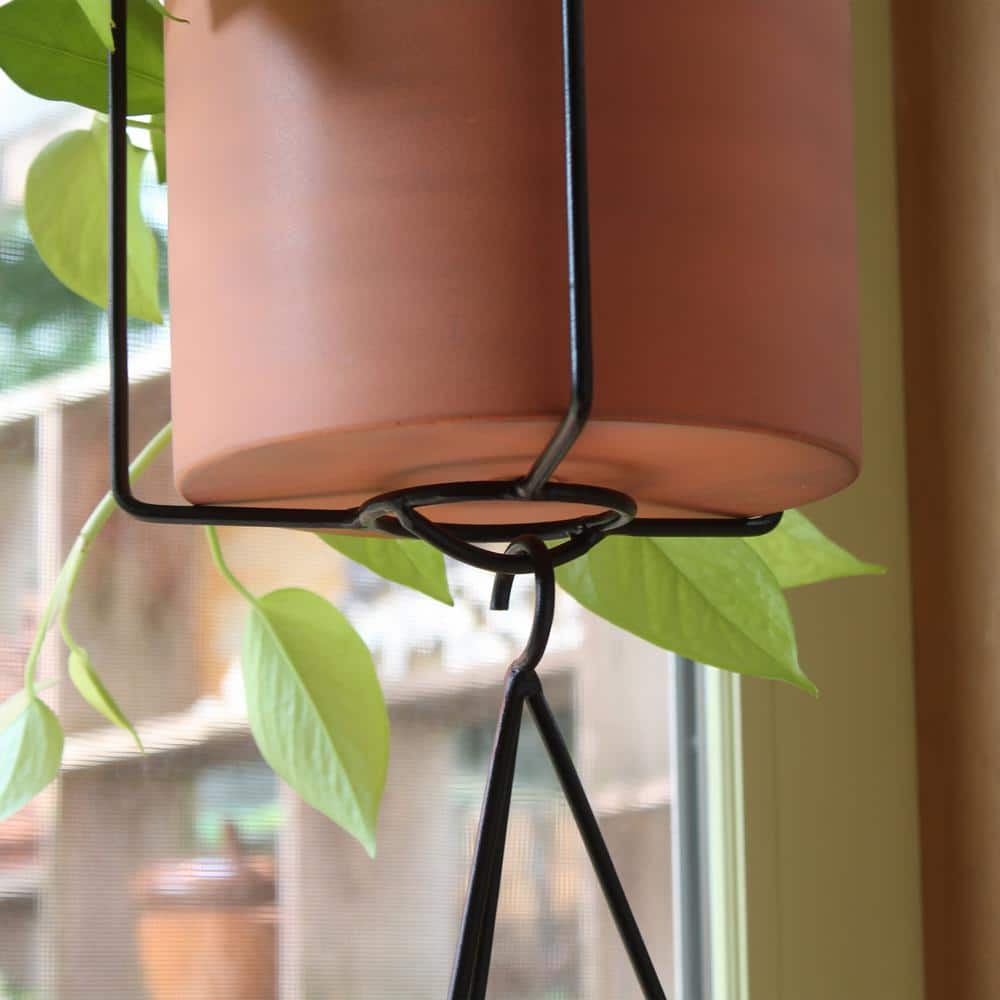 Burnt Sienna Galvanized Steel Hanging Planter with Black Frame