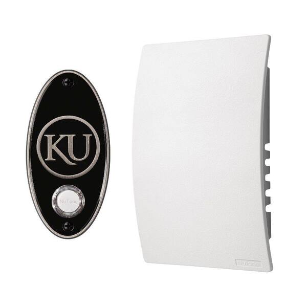 Broan-NuTone College Pride University of Kansas Wired/Wireless Door Chime Mechanism and Pushbutton Kit - Satin Nickel