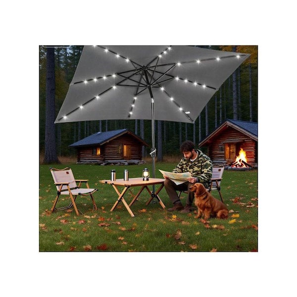 fade resistant patio umbrellas Tempera 9ft Scalloped with Fringe, Market Umbrellas with Water-Resistant and Canopy, 1.5