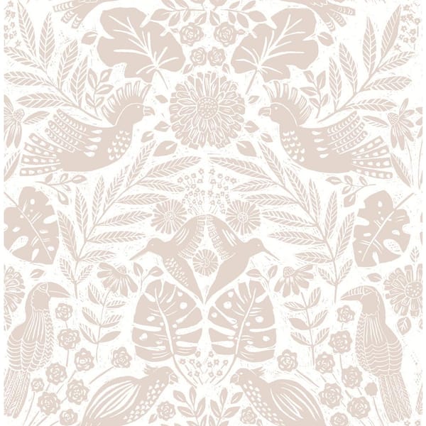 A-Street Prints Nestle Bird Block Print Pink Nonpasted Non Woven Wallpaper