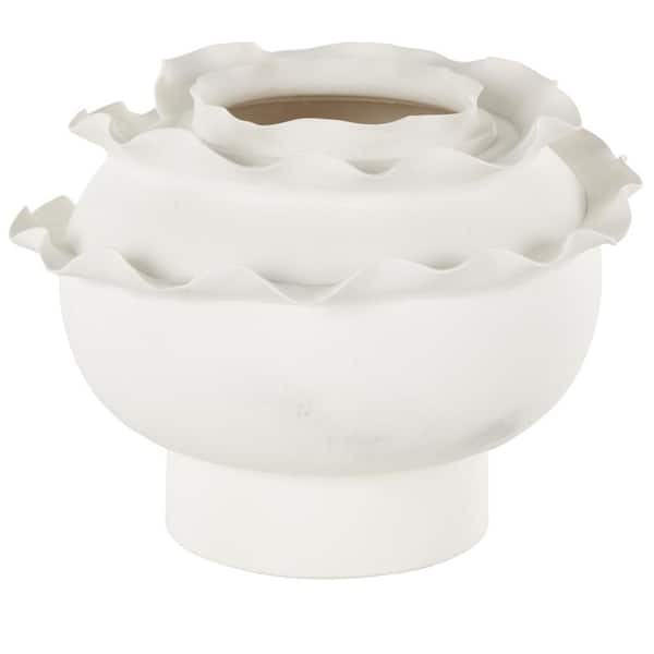 Litton Lane White Floral Inspired Ceramic Abstract Decorative Vase