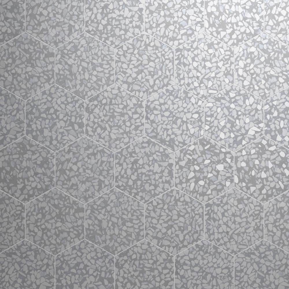 Fusion Hex Slate Terrazzo 4 in. x 0.34 in. Matte Porcelain Tile Sample price history on PriceWatchPro