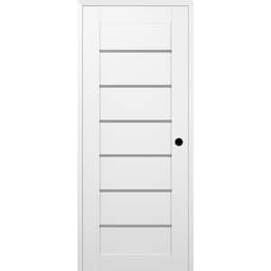Alba 18 in. x 84 in. Left Hand 7 Lite Frosted Glass Snow White Composite Wood Single Prehung Interior Door
