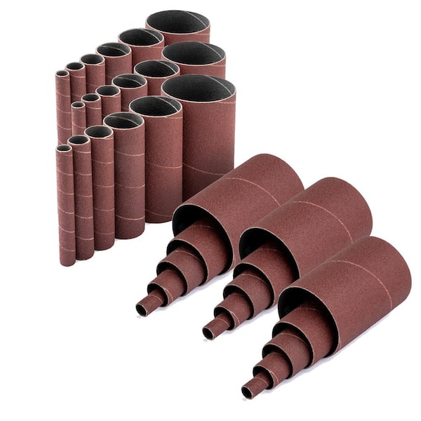 POWERTEC 4.5 in. Aluminum Oxide Sanding Sleeves for Spindle Sander in 6 Sizes with Assorted Grits 80,120,240 (36-Pack)