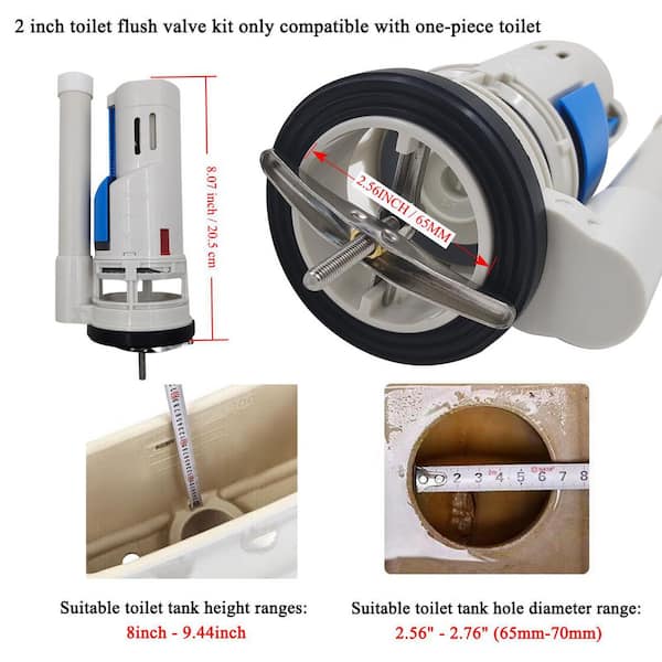 1-Piece Toilet Flush Valve Assembly with Silicone Seal and Adjustable Dual Flush in Chrome Finish