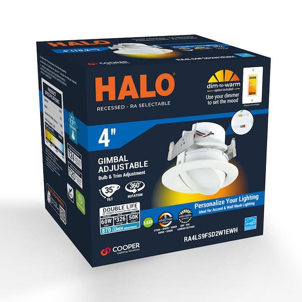 RA 4 in. Integrated LED Recessed Light Trim, 600 Lumens/900 Lumens, 5 Selectable CCT, D2W, 120-Volt, White