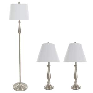 59.5 in. Brushed Silver Lamp Set (3-Piece)