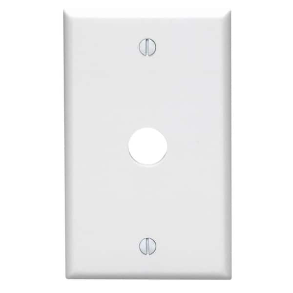 Leviton 1-Gang 0.625 in. Hole Device Telephone/Cable Wall Plate, White