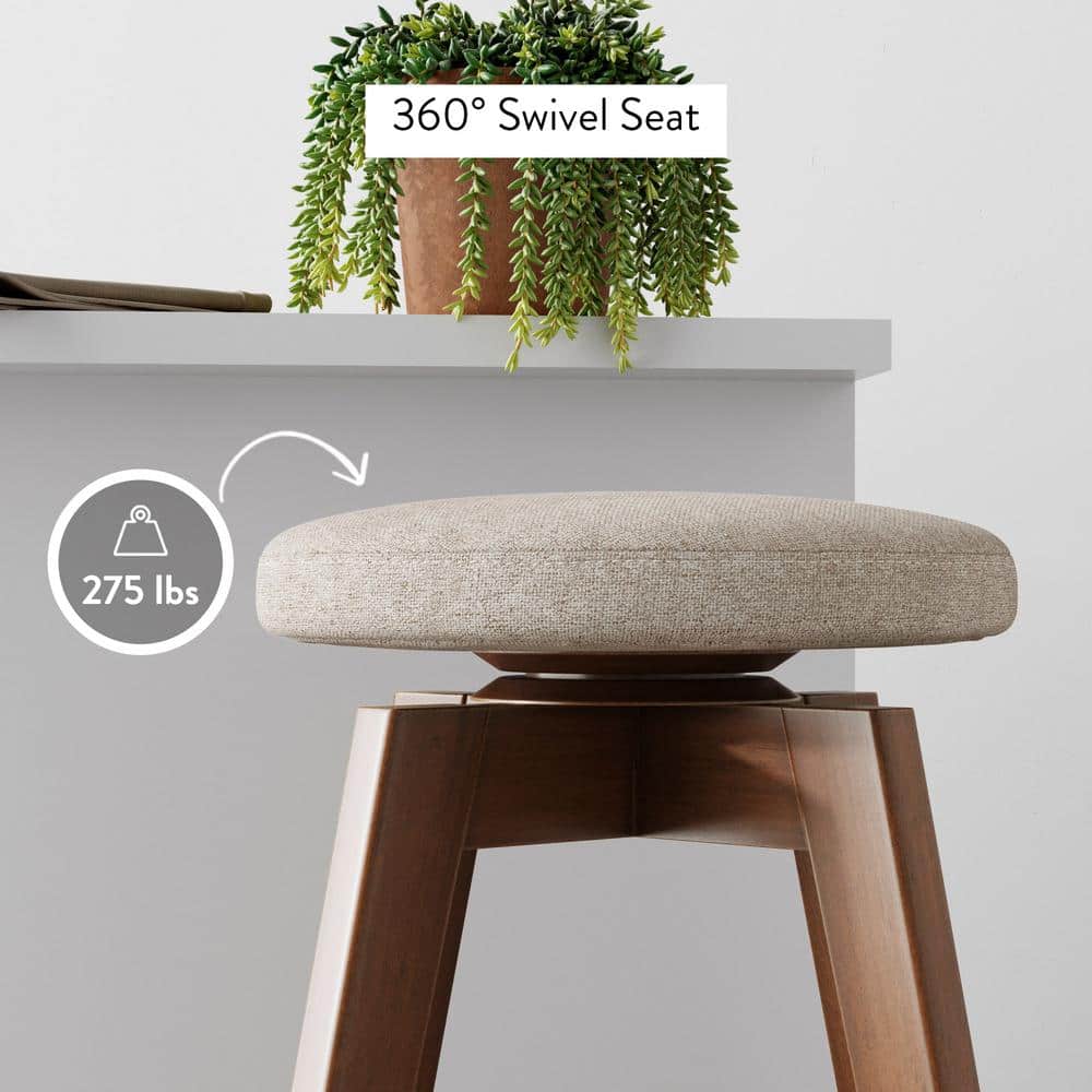 Amalia 26'' Antique Coffee and Natural Wheat Swivel Counter Stools