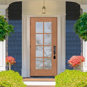 Regency 36 in. x 80 in. Full 8-Lite Right-Hand/Outswing Clear Glass Autumn Wheat Stained Fiberglass Prehung Front Door