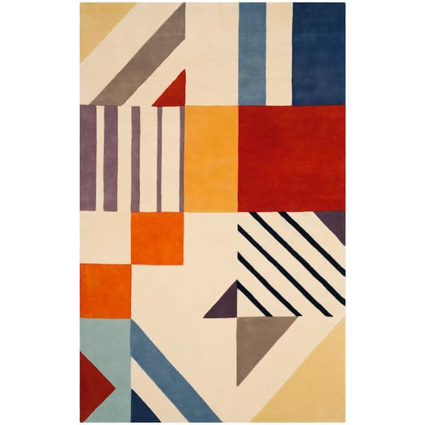 SAFAVIEH Fifth Avenue Ivory/Multi 6 ft. x 9 ft. Abstract Multi-Shaped Area Rug