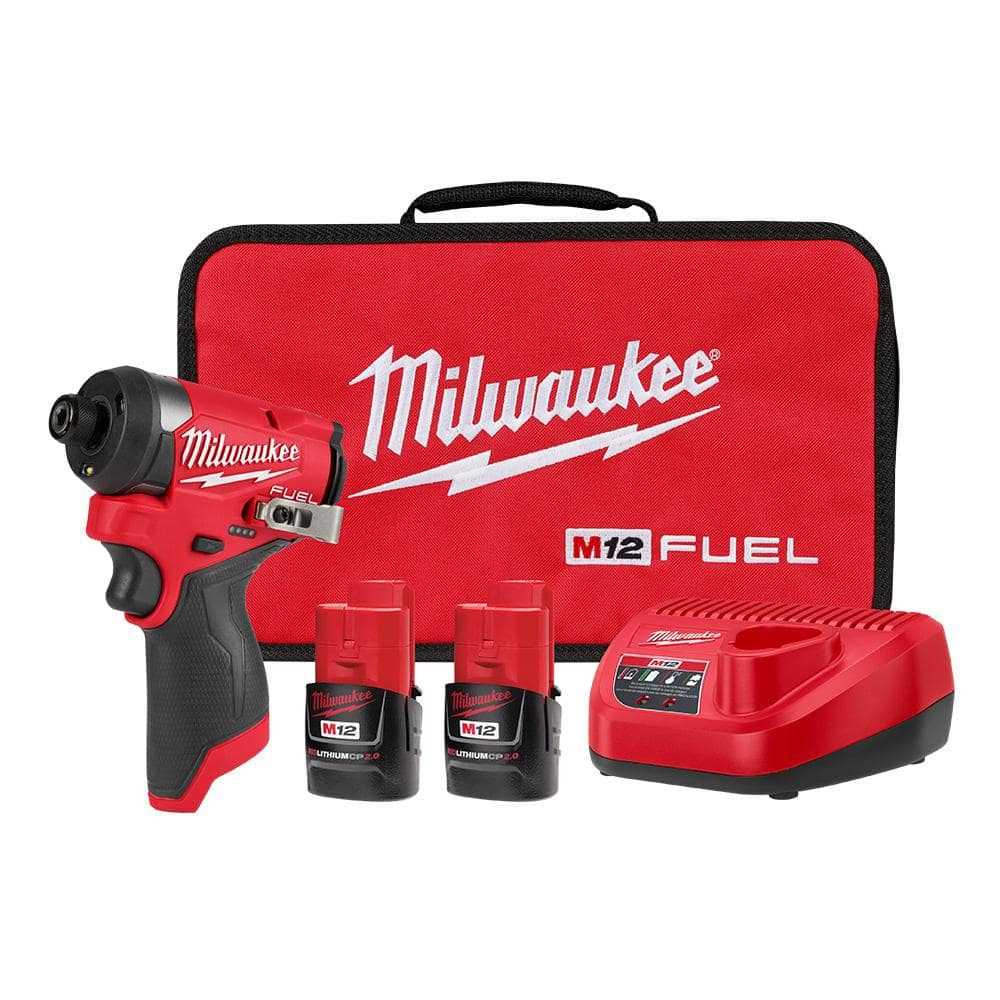 Milwaukee M12 FUEL 12V Lithium-Ion Brushless Cordless 1/4 in. Hex Impact Driver Kit