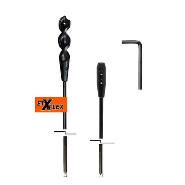 Eagle Tool US X Flex Dirt Auger Bit and Extension Kit, (3-Piece), 1-in by 54-in bit and 1/4-in by 36-in Extension, Made in the USA