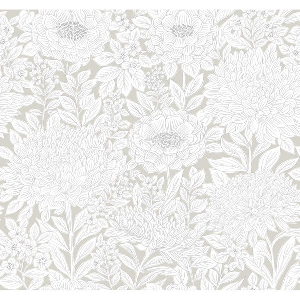 York Wallcoverings 60.75 sq.ft. Taupe Wood Block Blooms Wallpaper