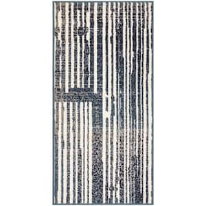 Grafix Blue Grey doormat 2 ft. x 4 ft. Abstract Contemporary Area Rug