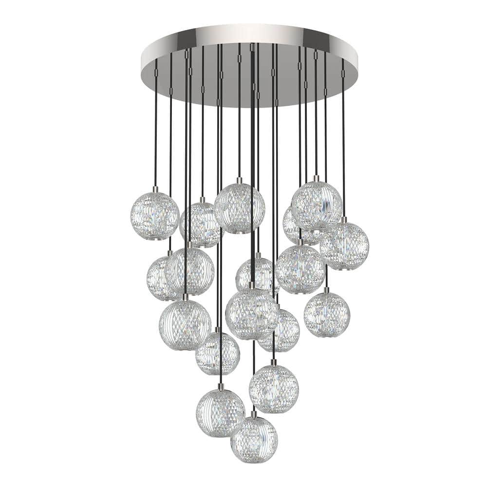 Marni Polished Nickel 18-Light LED Cluster Pendant
