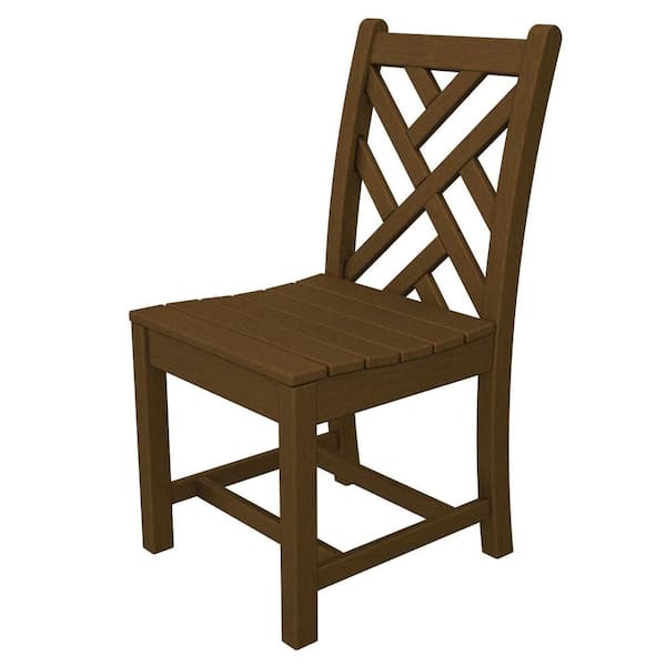 POLYWOOD Chippendale Teak All-Weather Plastic Outdoor Dining Side Chair