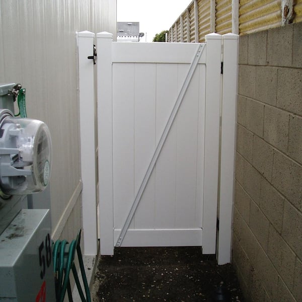 Weatherables Savannah 3.7 ft. W x 4 ft. H White Vinyl Privacy Fence Gate Kit
