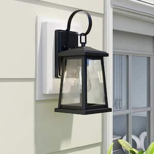 1-Light Black Wall Sconces Outdoor Fixture With Clear Glass E26 Base