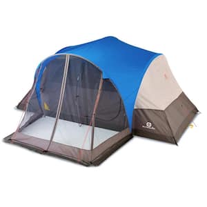 8-Person 3 Season Easy Up Camping Dome Tent with Rainfly and Porch, Blue
