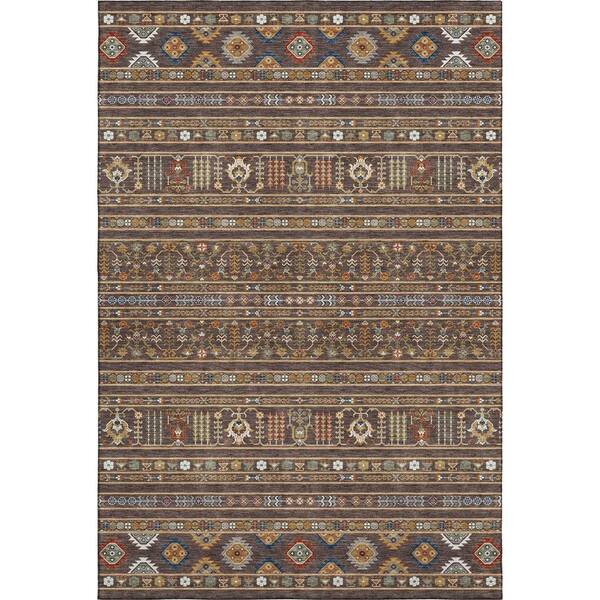 Mayfield Premium Machine Washable Abstract AMF2244 Chocolate 5 ft. x 7 ft. 6 in. Area Rug