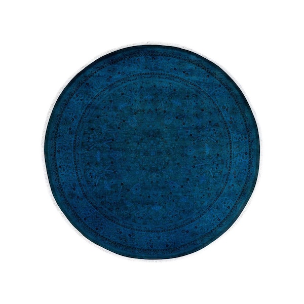 Overdyed Purple 7 ft. x 7 ft. Solid Wool Indoor Area Rug