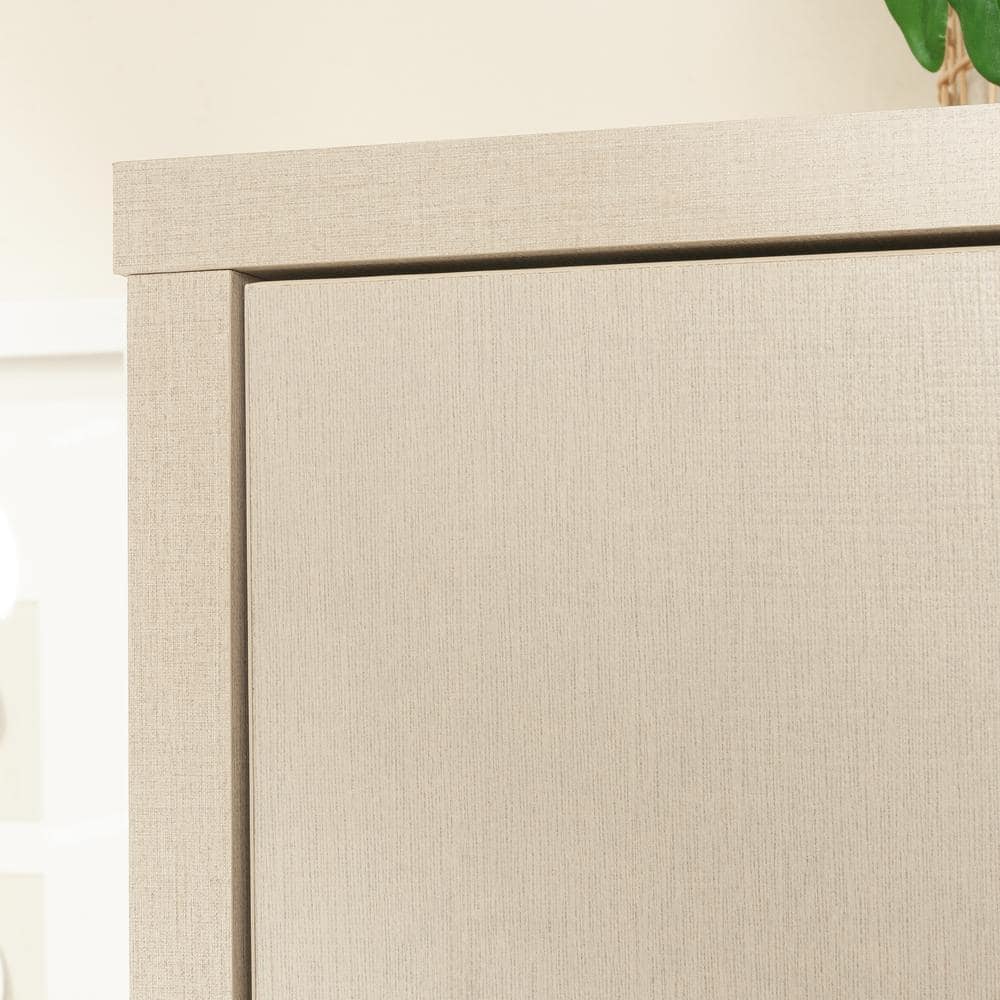 Dove Linen Freestanding White Cabinet with Adjustable Shelving