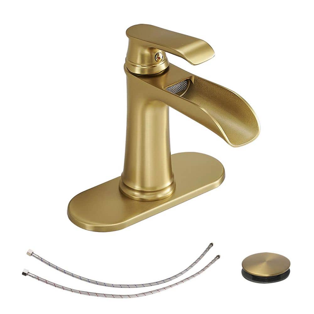 Waterfall Single Handle Stainless Steel Bathroom Faucet in Brushed Gold price history on PriceWatchPro