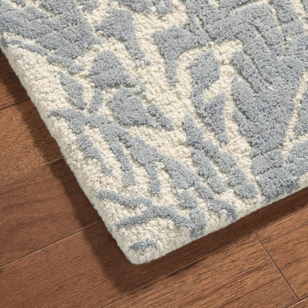 Mod Damask Chambray Handmade Grey 5 ft. x 7 ft. Area Rug