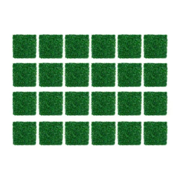 22 in. Realistic Milan Green Artificial Grass Set of 24 Privacy