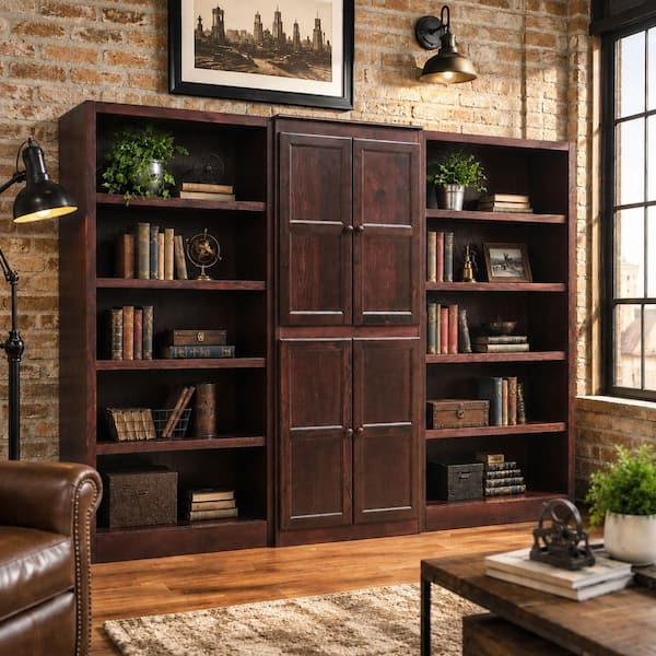 Concepts In Wood 72 in. Cherry Wood 15-shelf Standard Bookcase