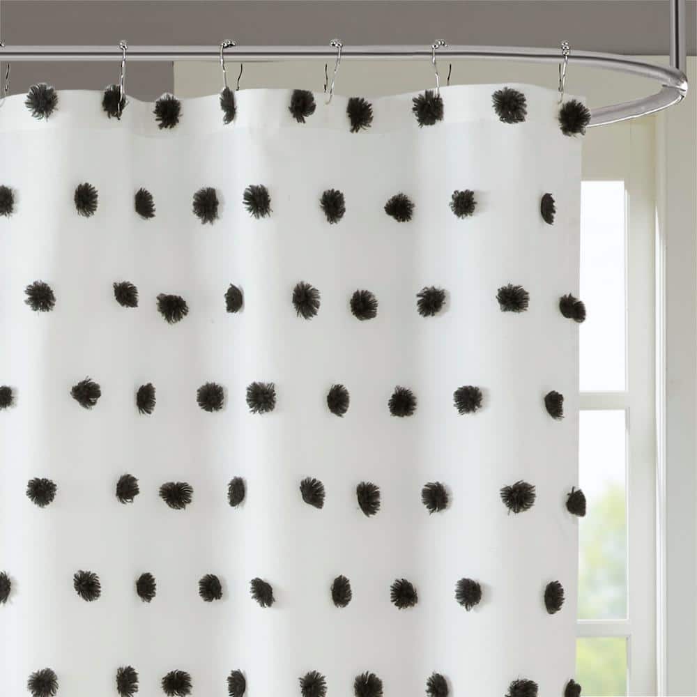 Sophie White and Black Polka Dot Shower Curtain