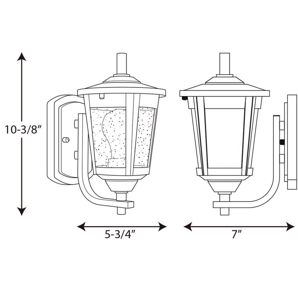 East Haven Black and Bronze Outdoor Wall Lantern with Seeded Glass