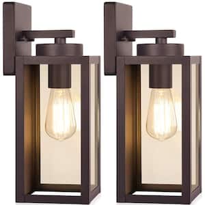 Farmhouse 12.8 in. Oil-Rubbed Bronze Indoor/Outdoor Hardwired Coach Sconce with No Bulbs Included 2-Pack