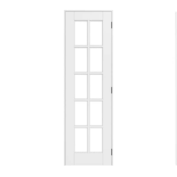 ARK DESIGN 24 in. x 80 in. 10-Lite Clear Glass Right Handed White Solid Core MDF Door with Quick Assemble Jamb Kit