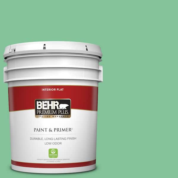 BEHR PREMIUM PLUS 5 gal. #P410-4 Willow Hedge Flat Low Odor Interior Paint & Primer