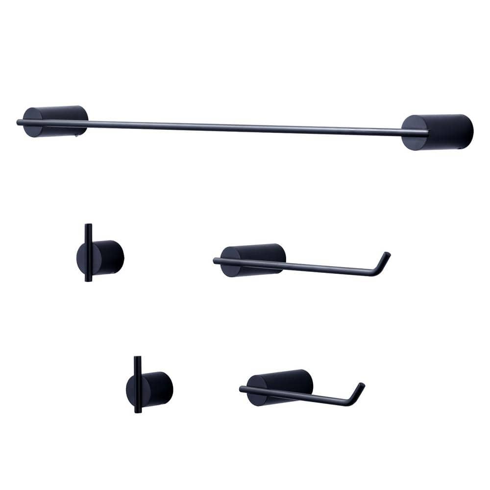 Matte Black 5-Piece Stainless Steel Bathroom Hardware Set