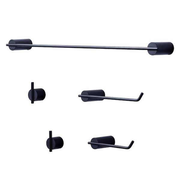 5-Piece Bath Hardware Set with Mounting Hardware in Matte Black