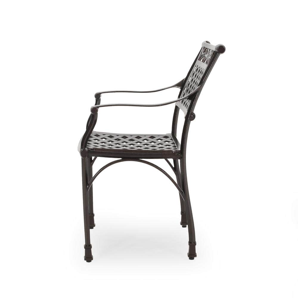 Hammered Bronze Aluminum Outdoor Dining Arm Chair Set