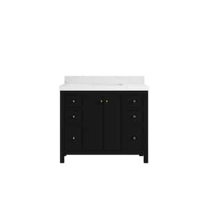 Chicago 42 in. W x 22 in. D x 36 in. H Single Sink Bath Vanity in Black with 2" Calacatta Laza Qt. Top