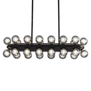 40 in. Black and Smoked Chandelier Mid-century Contemporary Living Room Black Pendant Light Fixtures