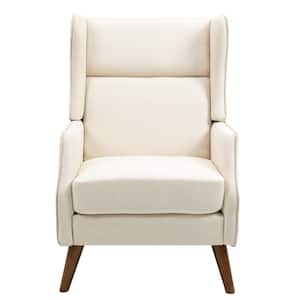 Modern White Cotton Linen Accent Arm Chair with High back(Set of 1)