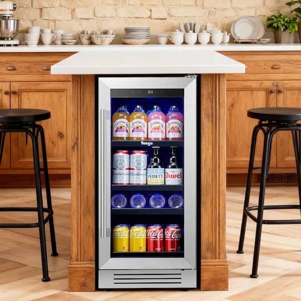Single Zone 15 in. 80 (12 oz.) Cans Beverage Refrigerator Soda Beer Drink Cooler Built-in/Freestanding 34-54°F