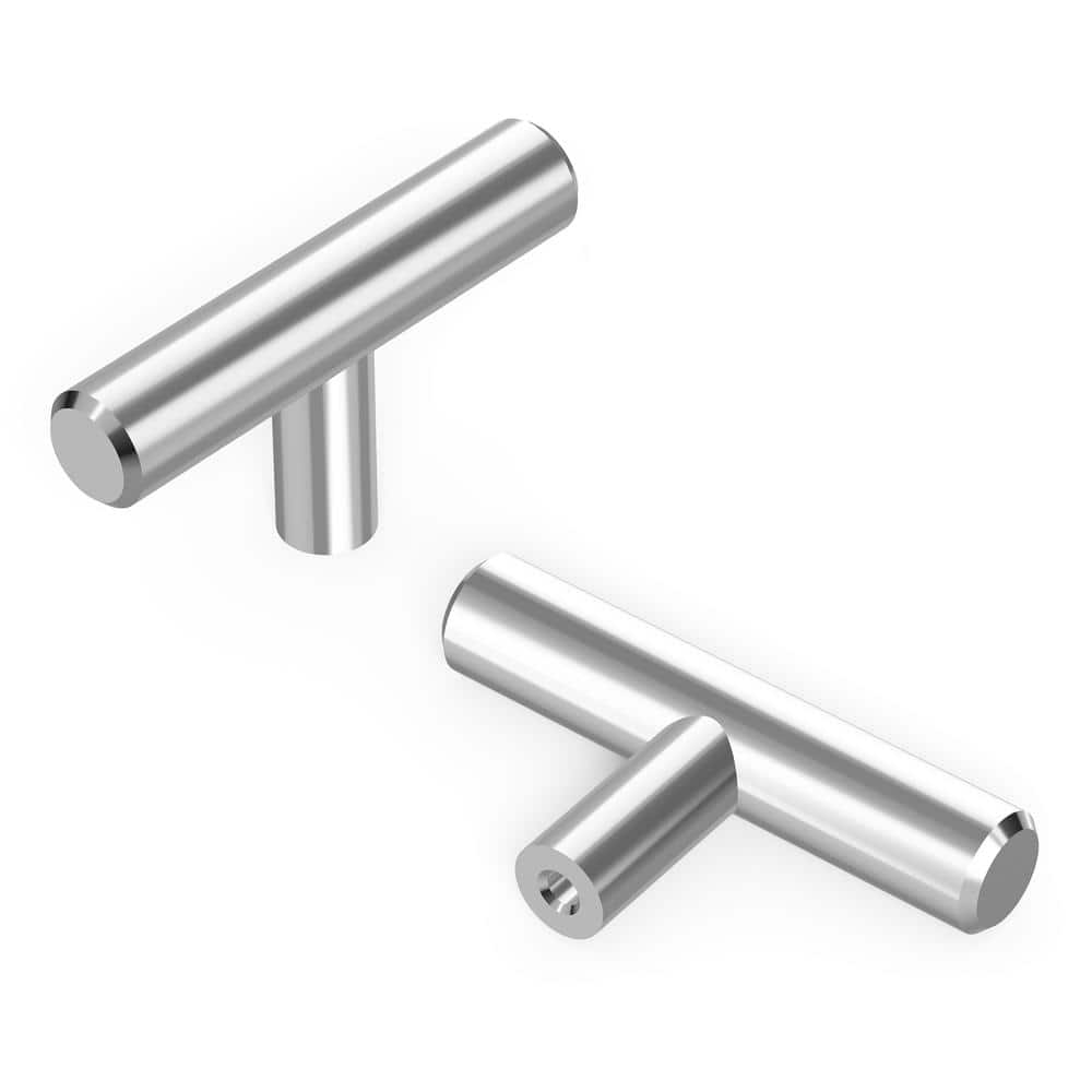 Polished Chrome T-Shaped Bar Cabinet Knob with Mounting Hardware