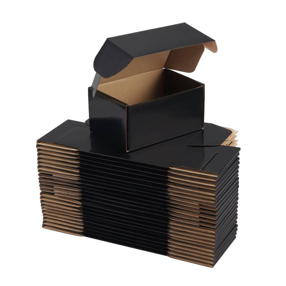 6 in. x 4 in. x 3 in. 25 Packs Black Shipping Boxes, Packaging Cardboard Bo