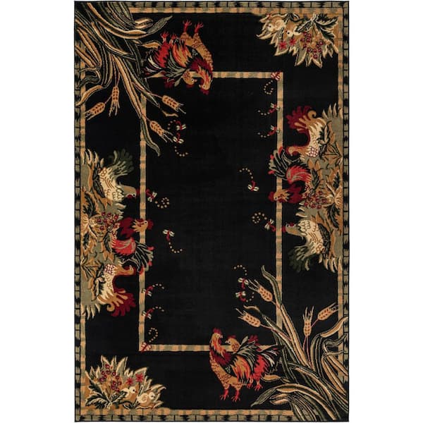 Unique Loom Barnyard Farm Black 6' 0 x 9' 0 Area Rug