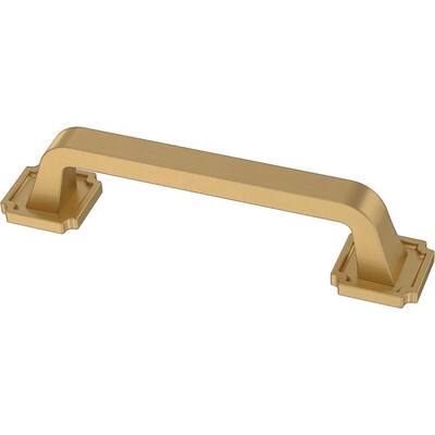 Notched Backplate 3-3/4 in. (96 mm) Brushed Brass Drawer Pull